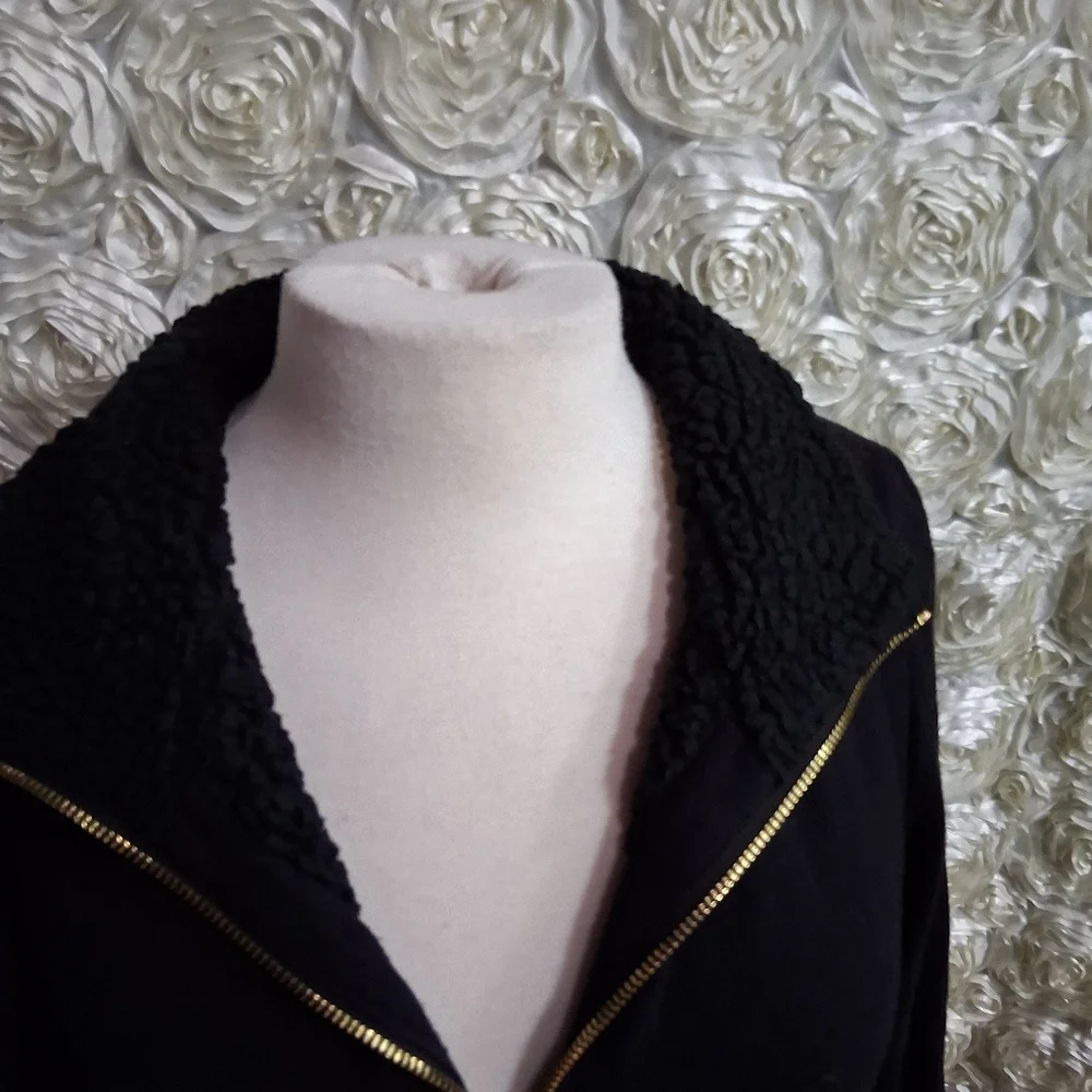 Kate Spade Black Teddy Jacket with Sherpa Collar